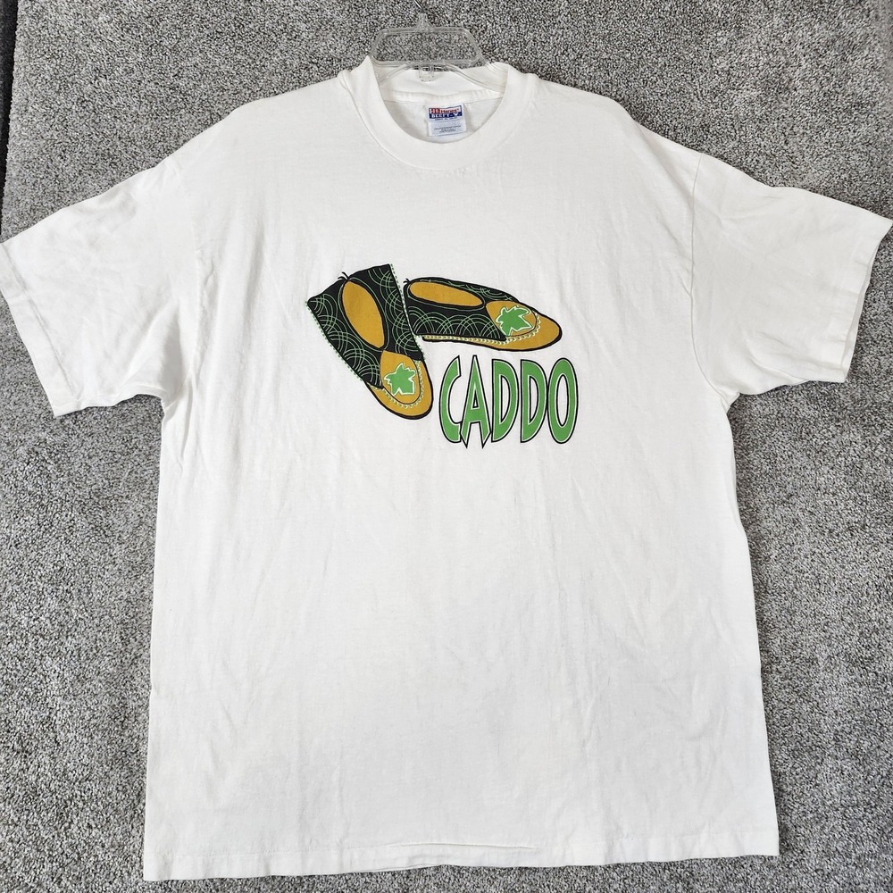 Vintage Caddo Shirt Mens XL White Moccasin Graphic Hanes Beefy-T Made In USA 90s